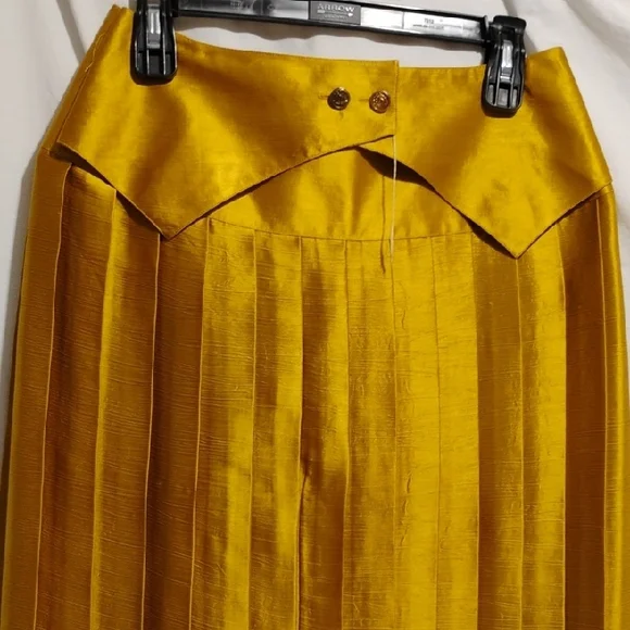 SALE! RARE! Jac Dale Gold Pleated Vintage Midi Skirt - Picture 3 of 10